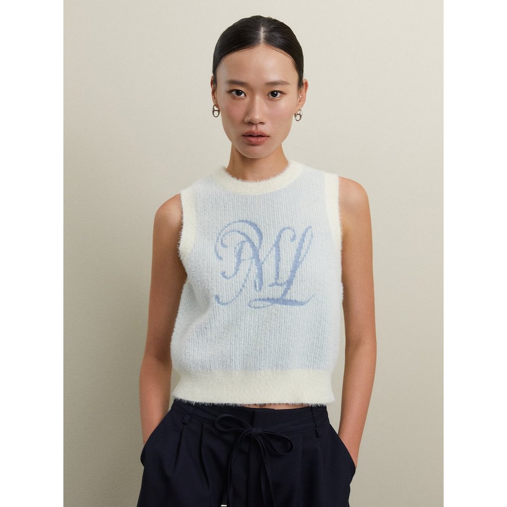 [Pomelo] เสื้อถักแขนกุดลาย PML / PML Sleeveless Knit Top