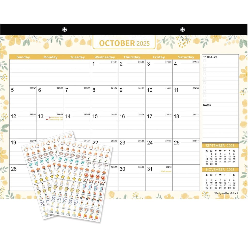 ปฏิทินตั้งโต๊ะ 2025-2026 ปฏิทินตั้งโต๊ะรายเดือนขนาดใหญ่ Mokani 2026 (Oct.2025-Dec.2026) 17"x12" พร้อ