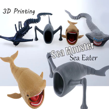 ของเล่น Cuero Sea Eater Monster Bloop ของเล่นปลา El Gran Maja Articulation 3D รุ่น