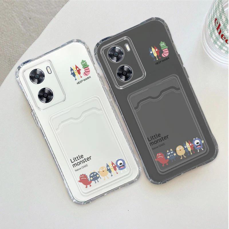 Oppo Soft Case พร้อมมอนสเตอร์ครอบครัวรูปแบบ ID Card Slot สําหรับ F19 A16 A15 A5 A3S A5s A12 A11K A36