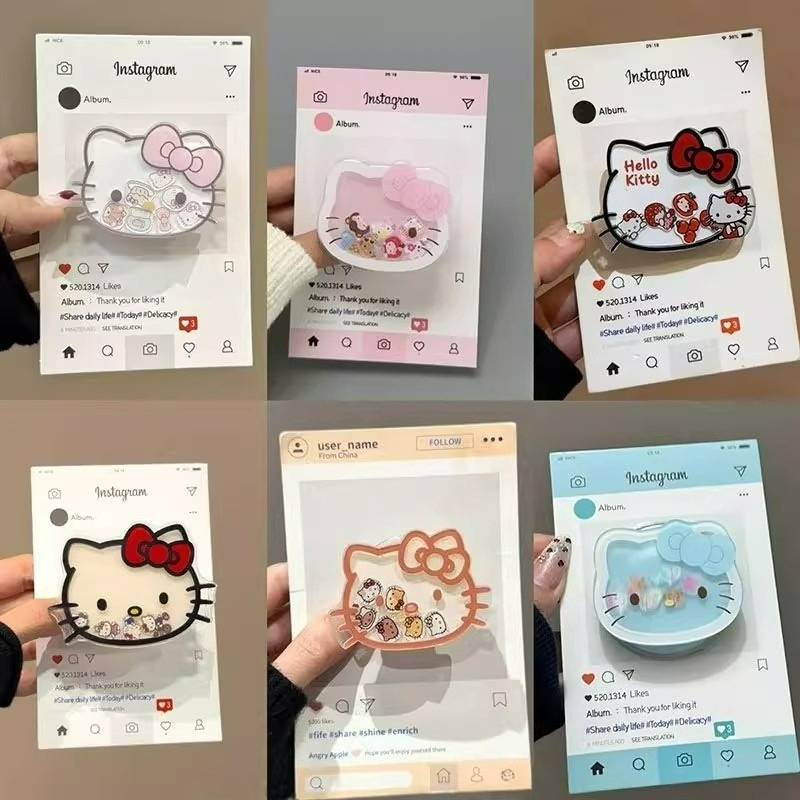 Hello Kitty Anime Kawaii Sweet Ins Bracket คู่ผู้ถือโทรศัพท์มือถือน่ารักการ์ตูนโทรศัพท์สติกเกอร์ของขวัญสําหรับเด็กผู้หญิง