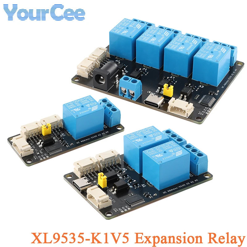 XL9535-K1V5 1 2 4 ช่องโมดูลรีเลย์ขยาย 5V แหล่งจ่ายไฟ IIC I2C การสื่อสาร Optocoupler บอร์ดแยก