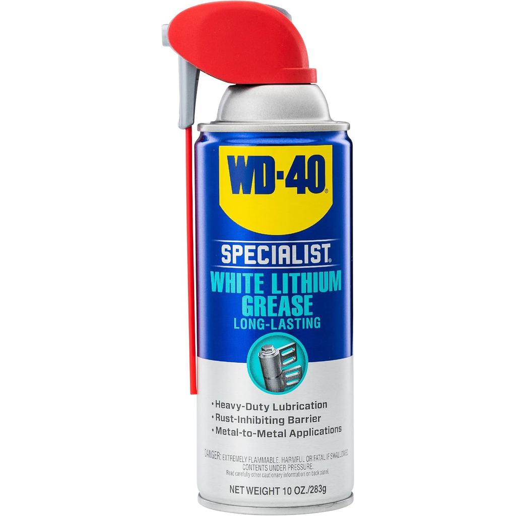 WD-40 Specialist White Lithium Grease Spray with SMART STRAW SPRAYS 2 WAYS, 10 OZ