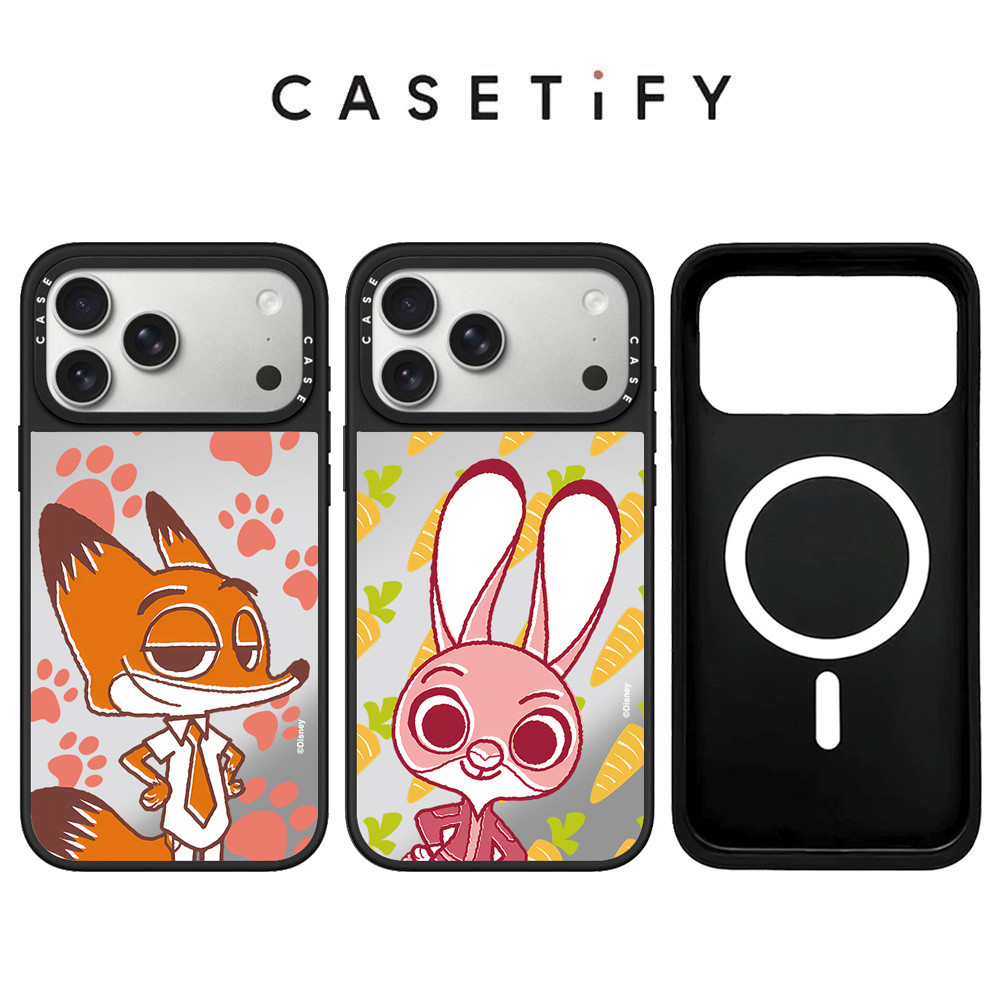 Magnetic Zootopia Nick และ Judy Mirror เคสโทรศัพท์สําหรับ IPhone 17 Pro Max 17Air 16 15 14 13 12 11 กันกระแทกป้องกันปลอก
