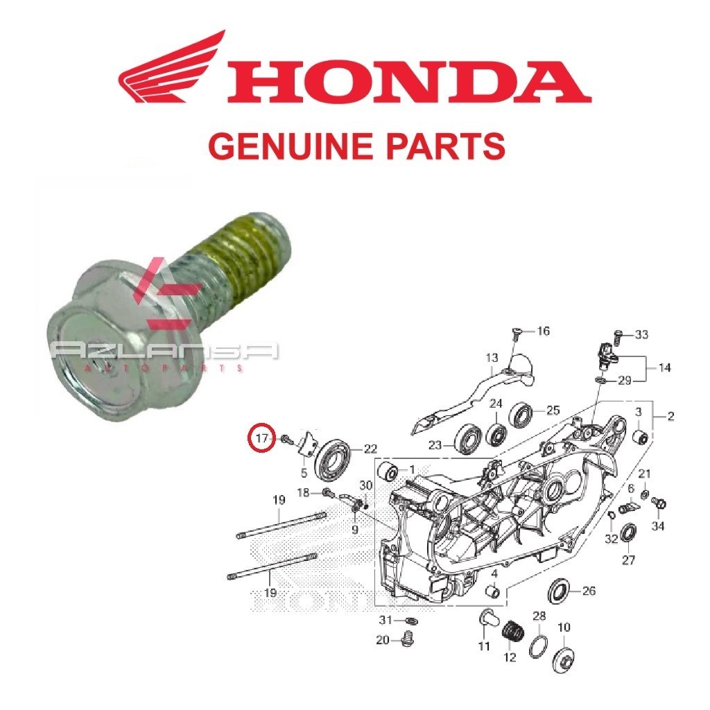 โบลต์หน้าแปลน 6x16 ( 90003-K1Z-N20 ) ADV 160, PCX 160 & Vario 160 💯 อะไหล่