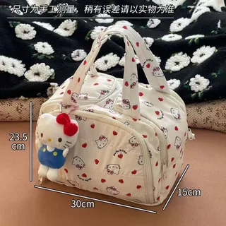 Hello Kitty กระเป๋าเครื่องสําอางกระเป๋าเก็บพาร์ทิชันกระเป๋าเครื่องสําอางแบบพกพาความจุขนาดใหญ่