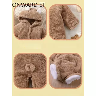 Baby Winter ทารกแรกเกิด Plush Bodysuit Jumpsuit การ์ตูน Hoodies Boy Girl Romper Twins เสื้อผ้าเวอร์ชั่นเกาหลี 0-12M