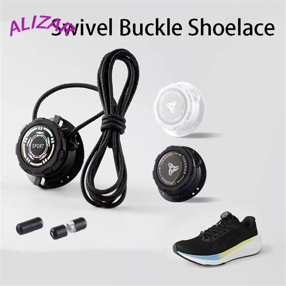 ALIZAR 1 คู่หัวเข็มขัดหมุนแบบ Quick Lock เชือกผูกรองเท้าอัตโนมัติ ติดตั้งง่าย เหมาะสำหรับเด็กและผู้ใหญ่
