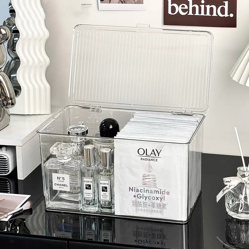 MUKUKU กล่องใส่ของจัดระเบียบโต๊ะทำงาน โปร่งใสลิ้นชัก มีฝาปิด มินิมอลเหมาะกับทุกห้อง - รูปที่ 4