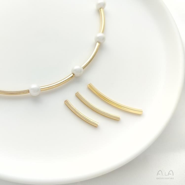 14K Gold-Clad Color-Preserve Square Elbow Hand-Beaded Square Tube ฟิตติ้ง DIY สวมสร้อยข้อมือสร้อยคอ