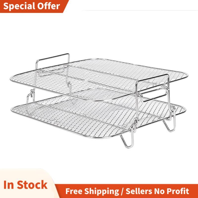 Air Fryer Rack สําหรับ 5.5L Air Fryer, 2 ชั้น Air Fryer Grill/ชั้นวาง/Dehydrator Rack Square , Air F