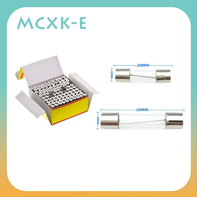 100 ชิ้น 5 * 20 หลอดฟิวส์แก้ว 250V 0.5A 1 2 3 4 5 6 7 8 10 12-30A Quick Break 6 * 30