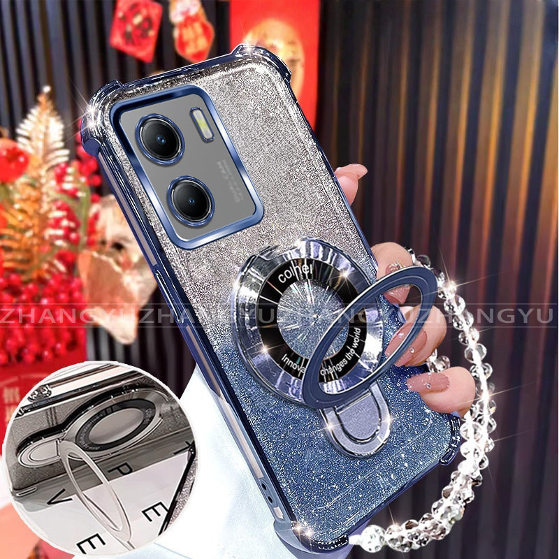เคสสําหรับ VIVO Y15S Y15A Y10 4G Y01 เคสโทรศัพท์ U-รูปไร้สายชาร์จวงเล็บสี่มุม anti drop สร้อยข้อมือเปลือกนิ่มโปร่งใส 014
