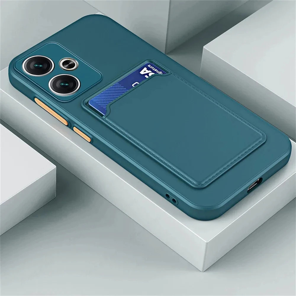 Shookproof ผู้ถือบัตรเคสโทรศัพท์สําหรับ Xiaomi Poco X7 X6 X5 X4 F6 F5 Pro X3 NFC C85 M6 M4 ซิลิโคนป้องกันกล้องฝาครอบ
