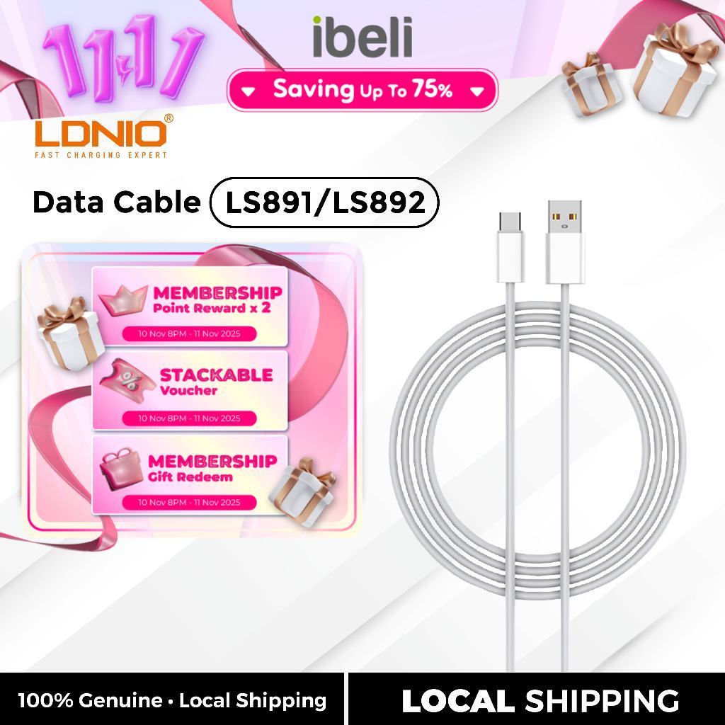 LDNIO LS891 / LS892 25W Type-C / Fruit Anti-Bend Ultra Stong Cable 1 หรือ 2 เมตร