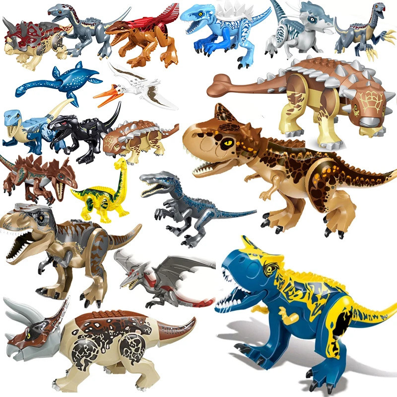 Jurassic World 3 Brutal Raptor Building Blocks อิฐไดโนเสาร์ Tyrannosaurus Indominus I-rex ประกอบของเ