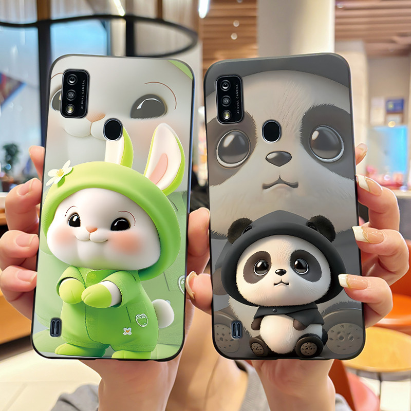 เคสโทรศัพท์สําหรับ ZTE Blade A51/A7P ซิลิโคนนุ่มสีดํากรณีรูปแบบดูดี Love Panda กระต่ายกันกระแทก ZTE ใบมีด A51/A7P ปลอก