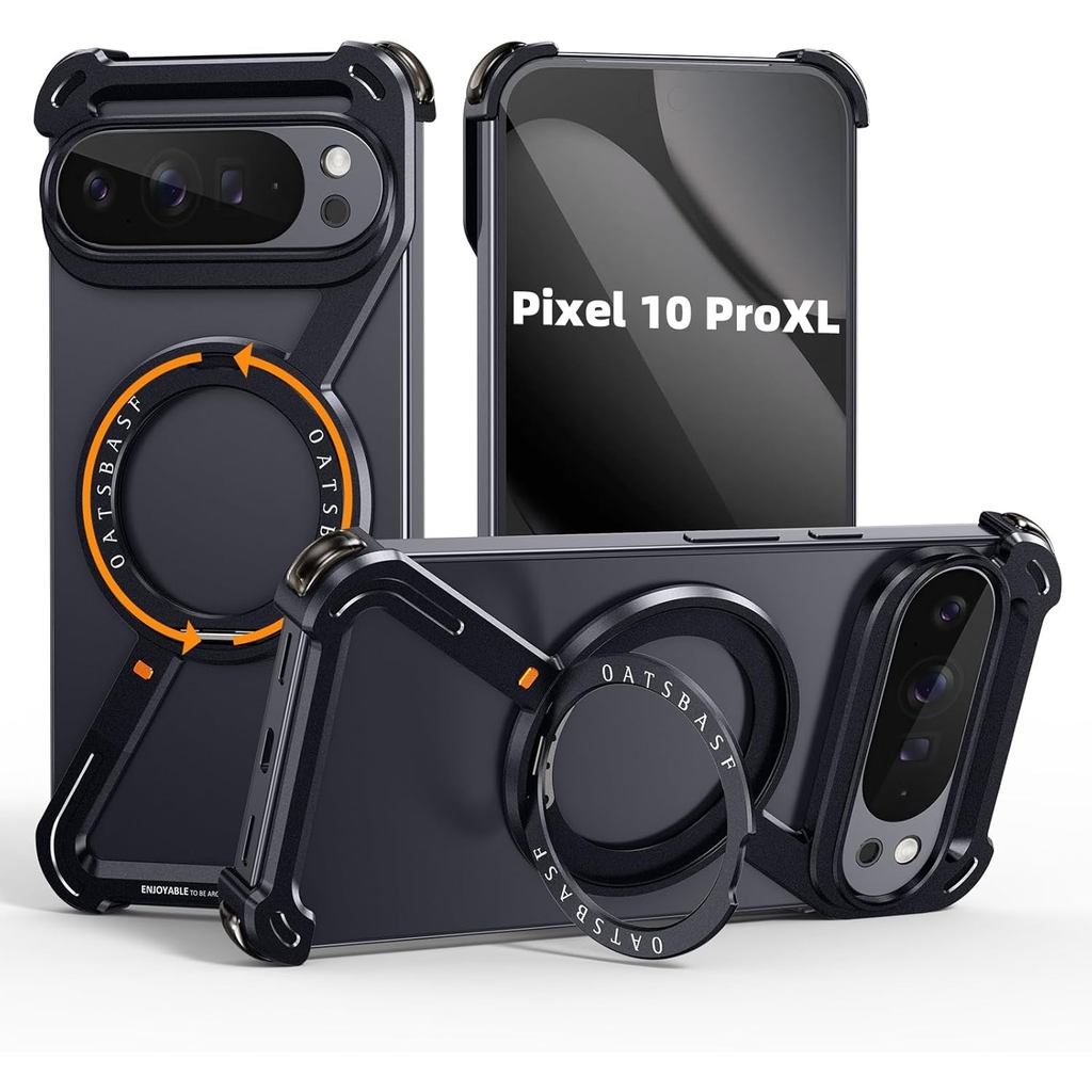 สําหรับ Google Pixel 10 Pro XL กรณีพร้อมขาตั้งแม่เหล็ก, ขาตั้งหมุนได้สําหรับอลูมิเนียมโลหะ Pixel 10 