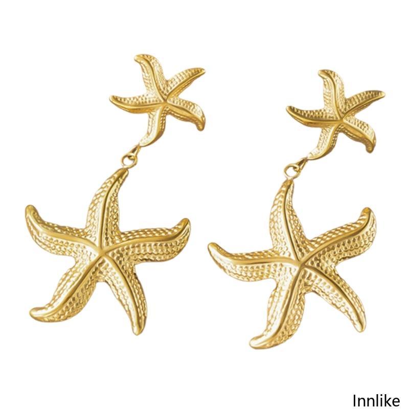 INN Gold สีปลาดาวจี้ต่างหูแฟชั่นผู้หญิงหู Dangle เครื่องประดับกันน้ํา Summers Beach Holiday Handcraf