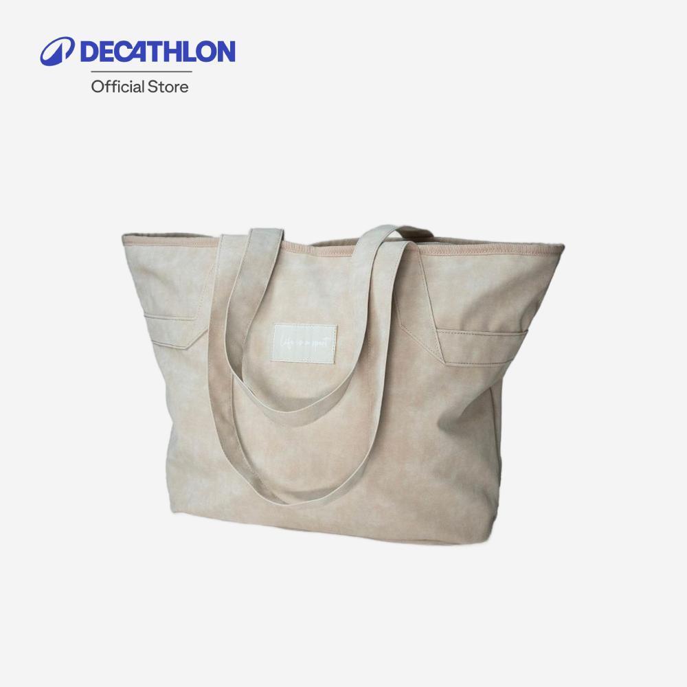 Decathlon 25 L Multisport Suede Effect Tote Bag กระเป๋าหนังกลับใส่ของสำหรับกิจกรรมทุกประเภท ขนาด 25 ลิตร - Beige