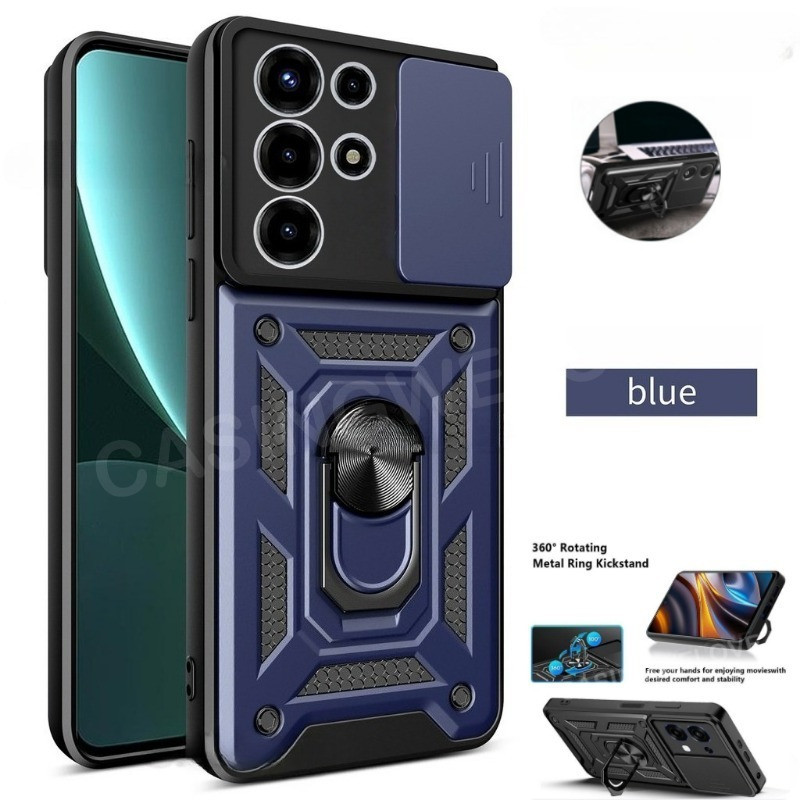 เคสโทรศัพท์สําหรับRealme C85 Pro 15X 5G 4G 2025 แฟชั่นเกราะโลหะแหวนวงเล็บPushดึงกล้องกันกระแทกป้องกันปลอกปกแข็ง