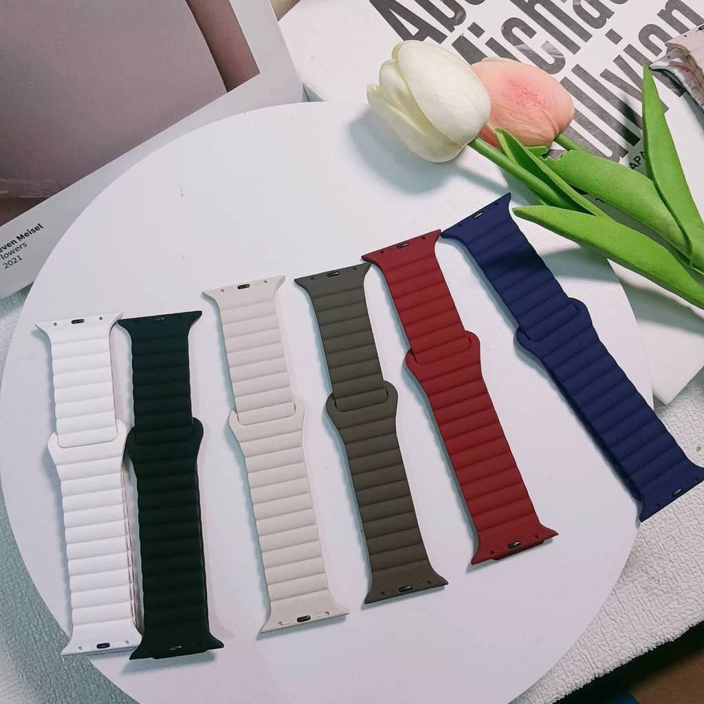 ZMZ สายนาฬิกา Smartwatch ซิลิโคนแม่เหล็กทูโทน ขนาด 38/40/41/(S10)42mm 42/44/45/46/49mm