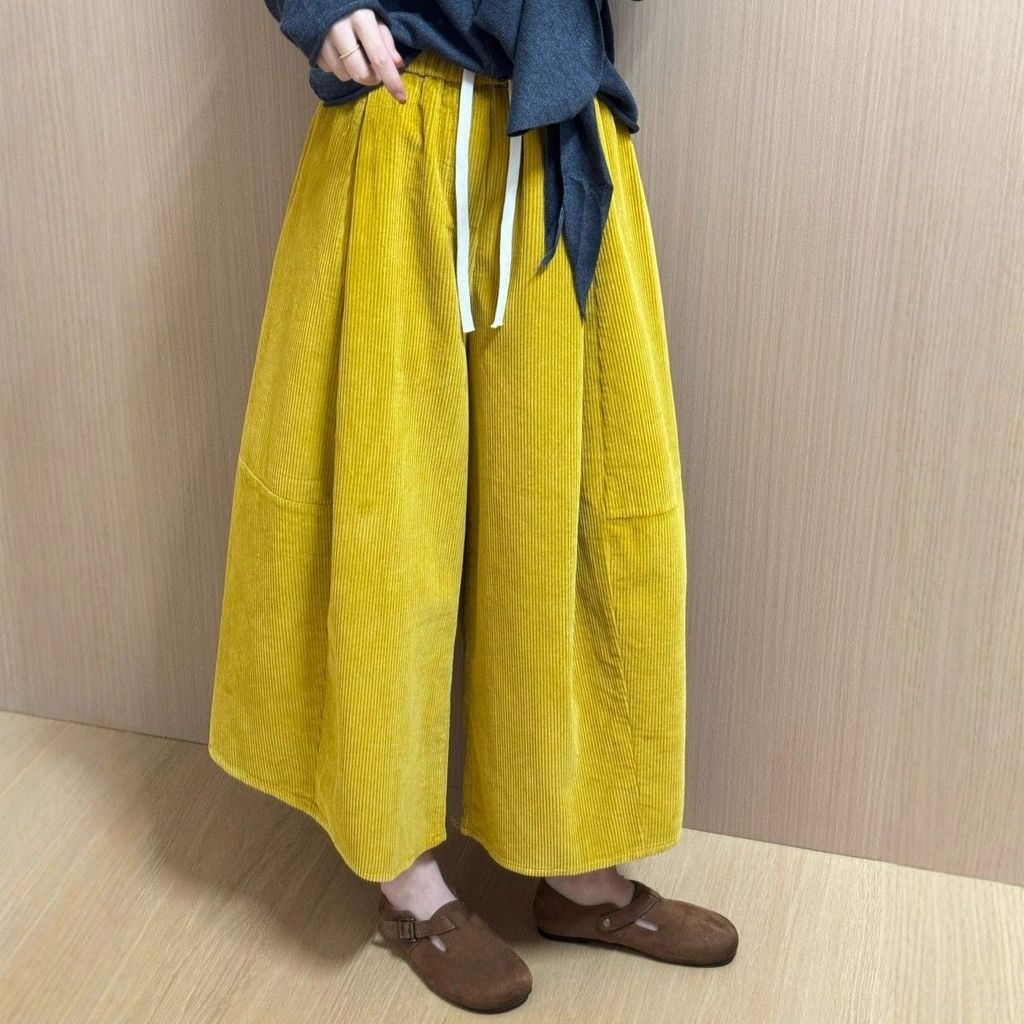 N-Yoda กางเกงลำลองสไตล์เกาหลี แบบครอปขาบานสำหรับผู้หญิง