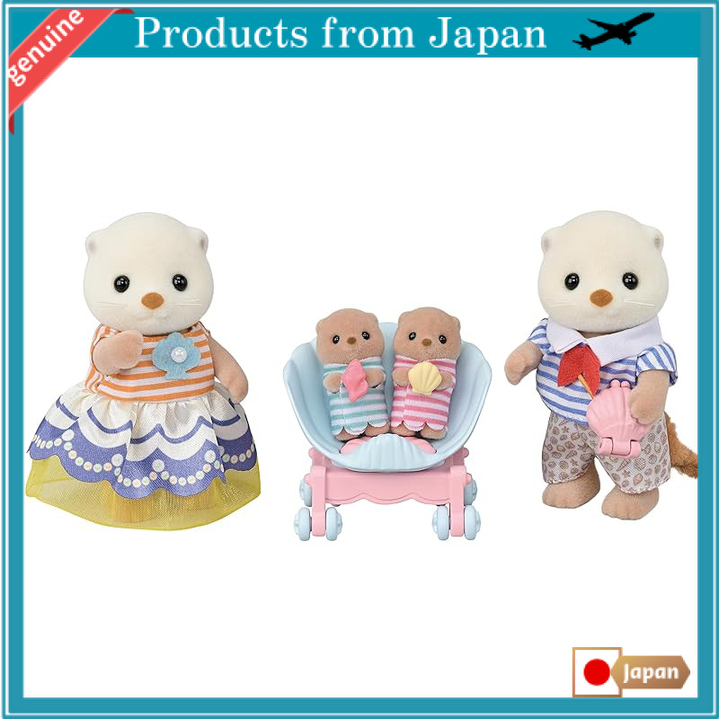 Sylvanian Families Doll 【Otter Family】 FS-54 ST Mark Certified, for ages 3 and up, Toy Dollhouse Syl