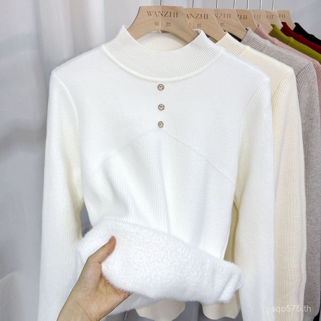 ฤดูใบไม้ร่วงฤดูหนาวครึ่งคอเต่า จุดต่ําสุด เสื้อผู้หญิงเสื้อกันหนาวด้านในของผู้หญิงเคาน์เตอร์คุณภาพสไ