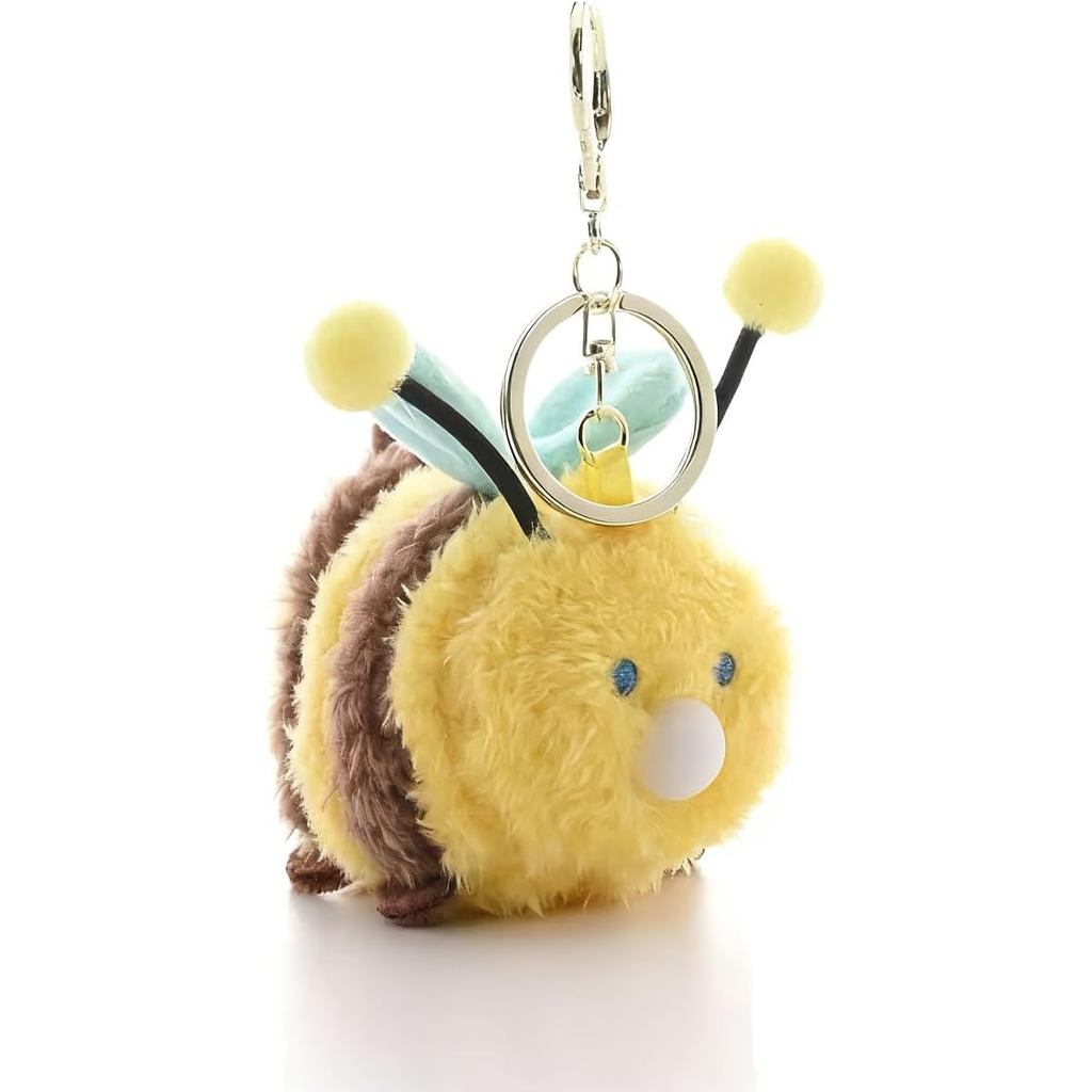 พวงกุญแจตุ๊กตา Bubble-Blowing Bee - แหวนกุญแจสัตว์บรรเทาความเครียดตลก, Cute Bumblebee Bag Charm for 