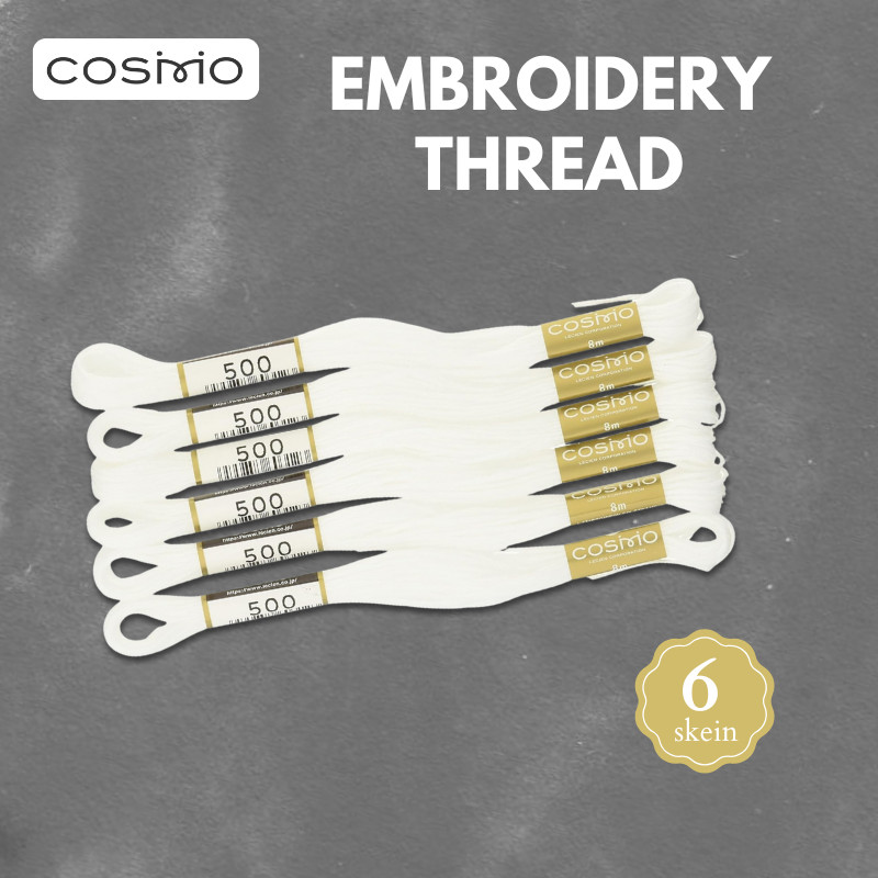 COSMO Embroidery Thread No.25, Color 500 (Set of 6 Skeins), Japan Craft, DIY, Sewing, Knitting, Hand