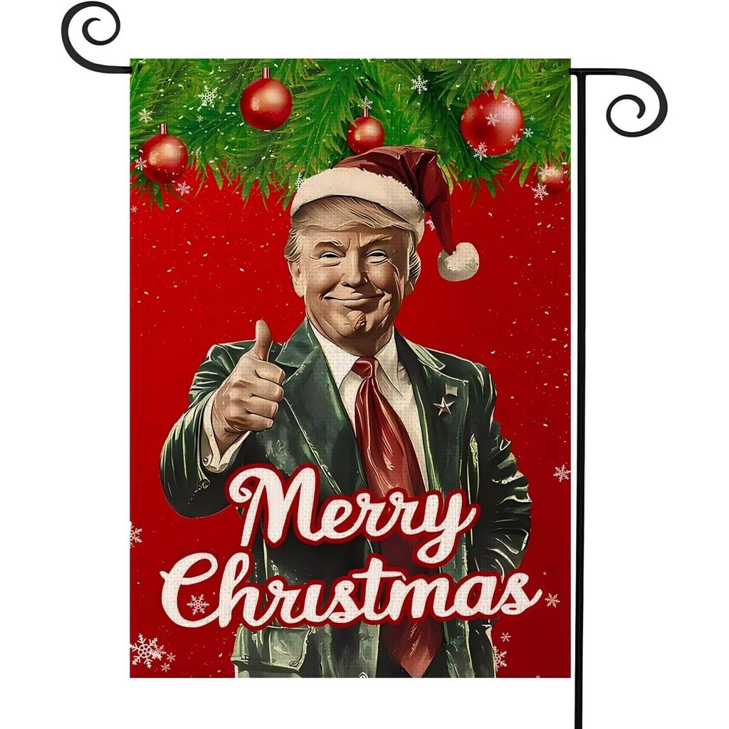 WENWELL Santa Merry Christmas Garden Flag,Donald Burlap Yard Flags,Make Christmas Great Again House 