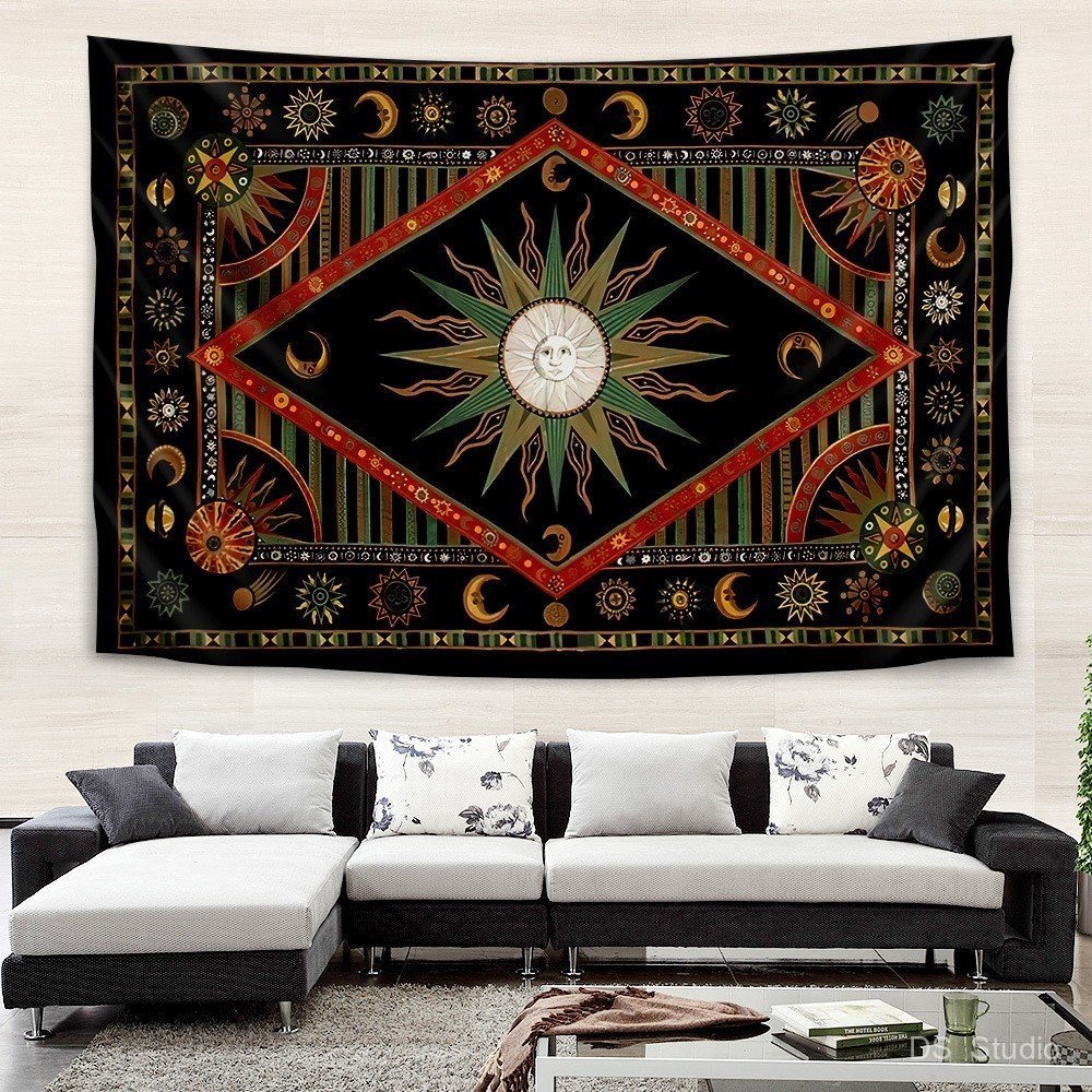 ผ้าพื้นหลังซาตานสีเข้ม แพะในกะโหลก ตกแต่งแนวร็อค แบรนด์สัก ห้องนอน วงดนตรี ผ้าแขวน ผ้าทอผนัง - รูปที่ 6