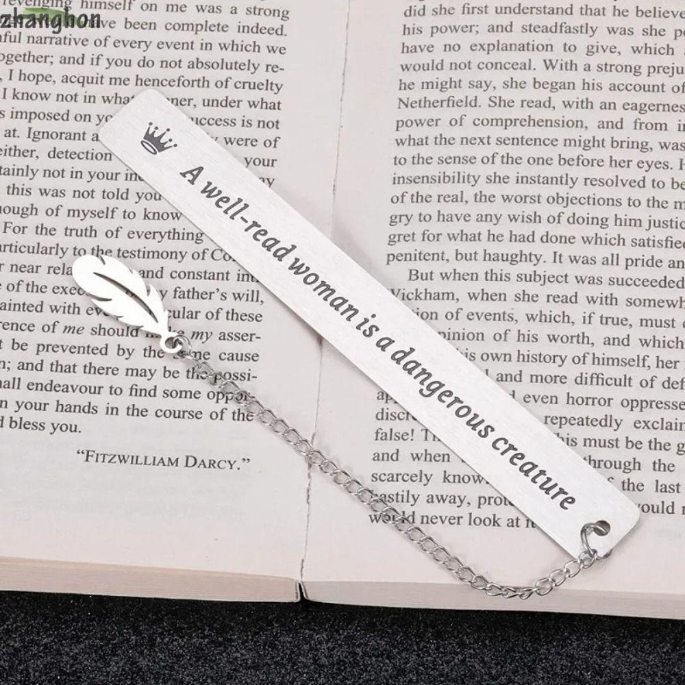ZHANGHONG ที่คั่นหนังสือช่วยตัวเอง, ใบสแตนเลสสแตนเลส, ที่คั่นหนังสือตกแต่ง ที่คั่นหนังสือตัวอักษรเลเซอร์โลหะ