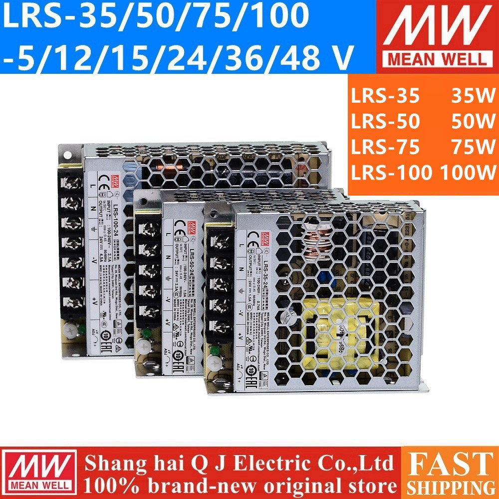 Mean WELL LRS-100-5 LRS-100-12 LRS-100-15 LRS-100-24 LRS-100-36 LRS-100-48 LRS-100-3.3 100W Switchin