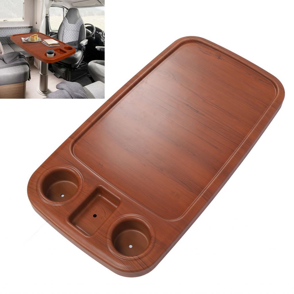 Topfree-TH RV โต๊ะ 2 ถ้วยผู้ถือ 34.25x18.31in ไม้รูปสี่เหลี่ยมผืนผ้าเรือโต๊ะสำหรับ Marine Yacht Camp