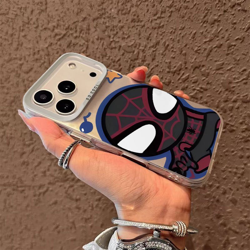Spider รุ่น Q การ์ตูนสไตล์อเมริกันกันกระแทก Scratchproof เคสโทรศัพท์ใช้งานร่วมกับ iPhone 17PROMAX XR