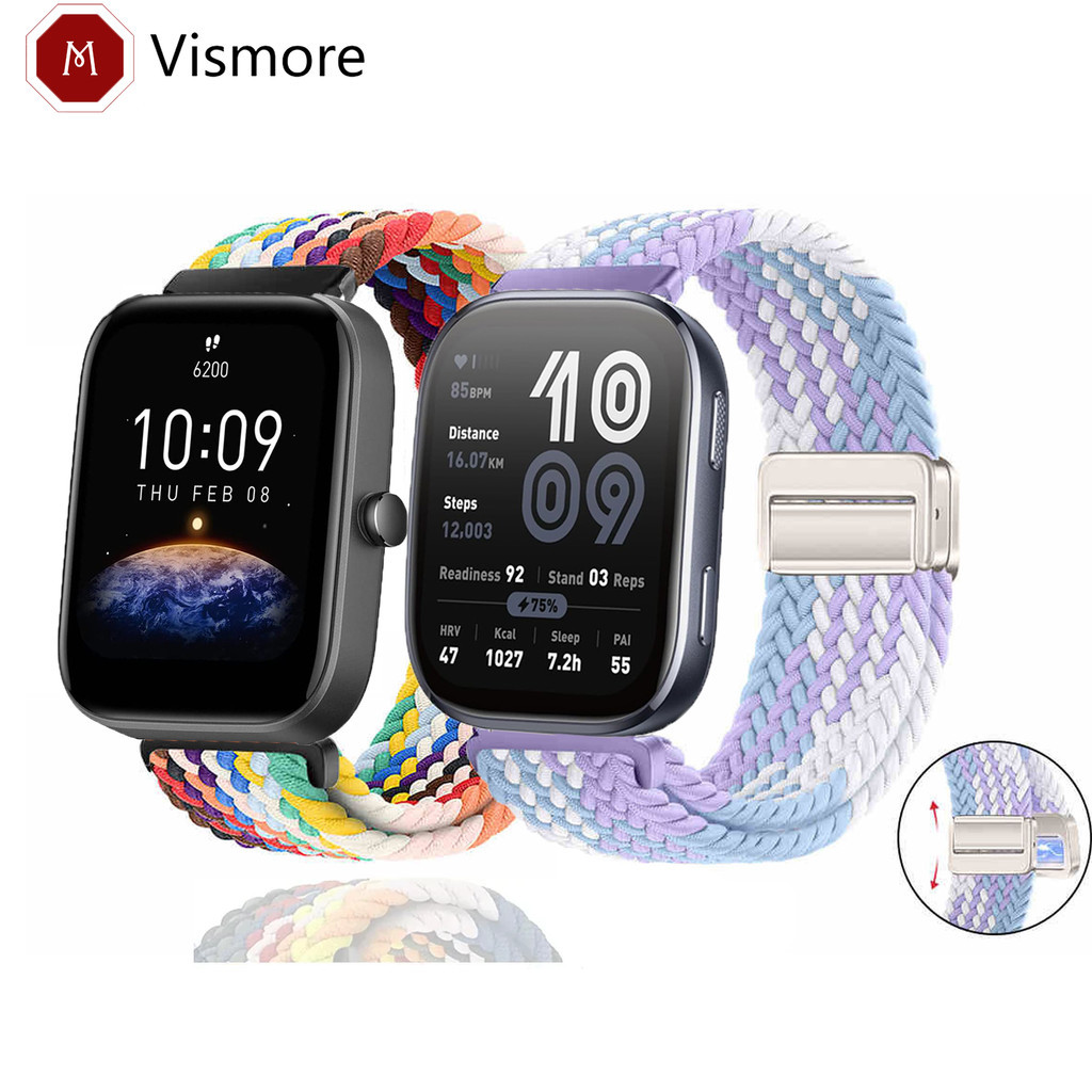 ไนลอนแม่เหล็กทอสําหรับ Huami Amazfit Bip6 Bip5 Bip3 Bip 3 5 6 Lite SU Pro Unity A2435 A2215 A2324 Breathable สร้อยข้อมือนาฬิกา Loop Band Velcro Watchband