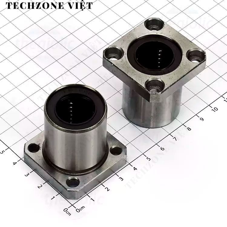 LMK20UU ลูกบอลเลื่อน, แถบเลื่อนหน้าแปลนสี่เหลี่ยมรูเพลา 20 มม., เส้นผ่านศูนย์กลางภายนอก 32 มม., ความ