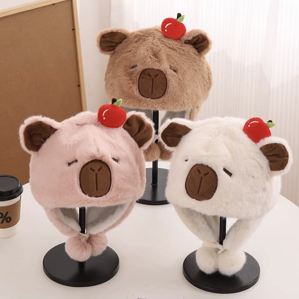 Children's Hat Winter Cute Kappabala Plush Earmuffs Hat Thickened Cold Protection Ushanka tnfy