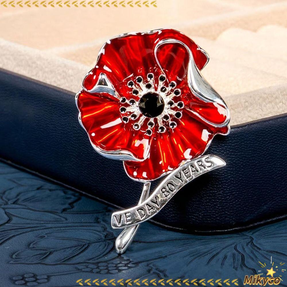 เข็มกลัดป้าย MIKYCO, VE Day 80th Anniversary Red Remembrance เข็มกลัด, Creative Alloy Food Pins สําห