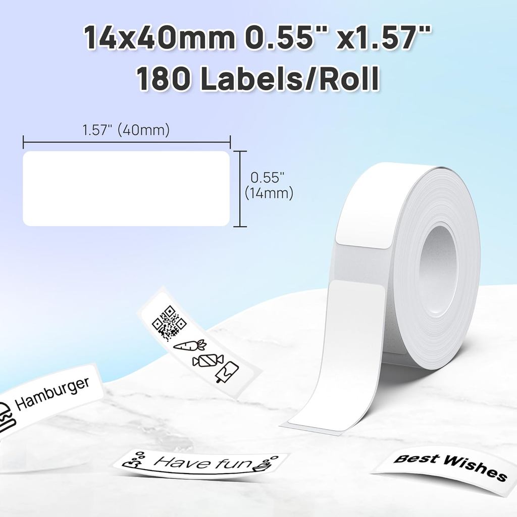 POLONO Genuine P31S Label Maker Tape, Adapted Label Print Paper, 14x40mm(0.55"x1.57"), Label Tape Re
