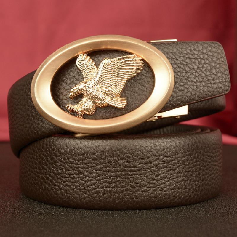 เข็มขัดหนังผู้ชายหัวเข็มขัดอัตโนมัติ Eagle Wing