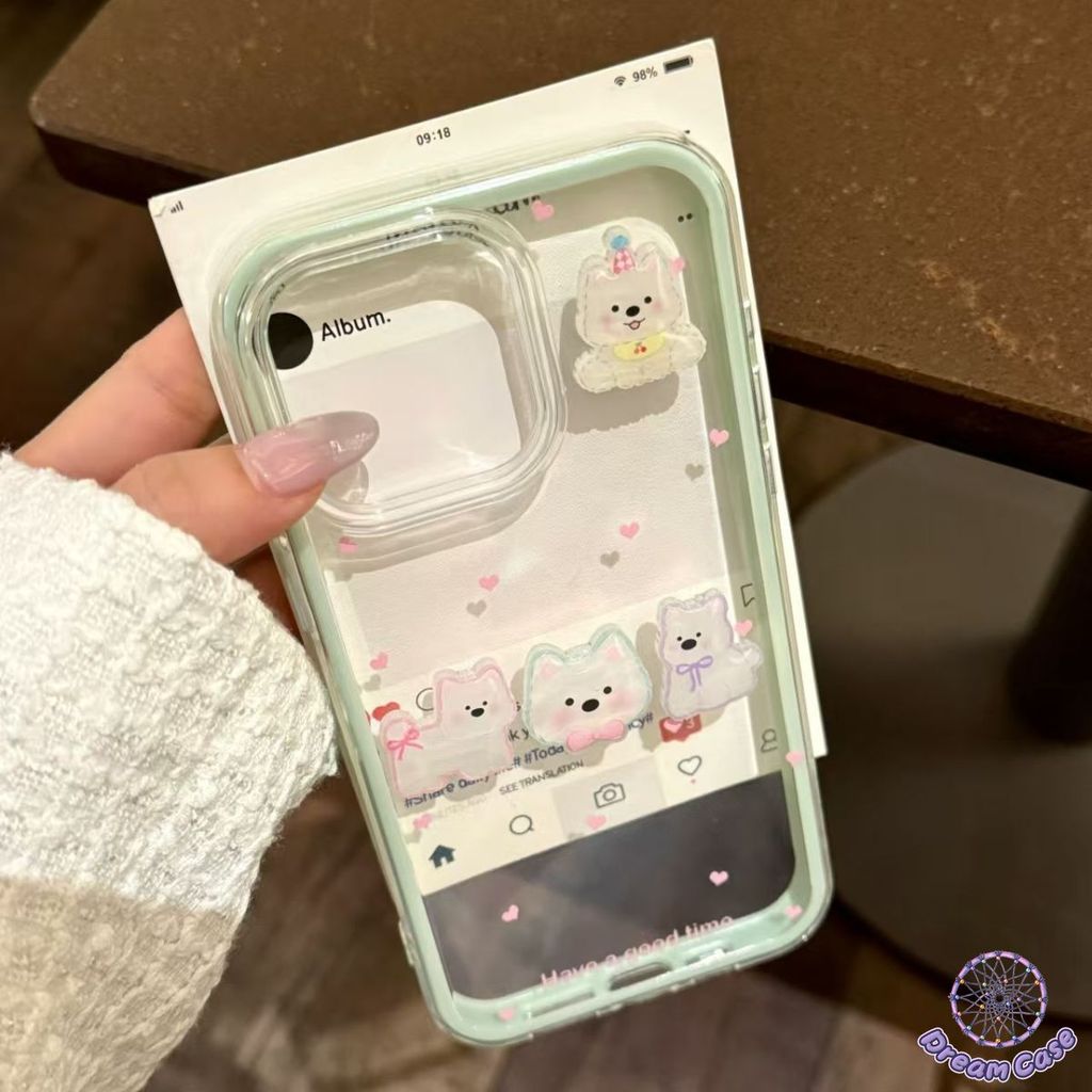 เคสไอโฟน13 การ์ตูนลูกสุนัข 3 มิติรักหัวใจ 2 In 1 อ่อน สำหรับ IPhone 13 15 11 16 12 14 17 Pro Max 17Pro Air 14 16 15 Plus - รูปที่ 2