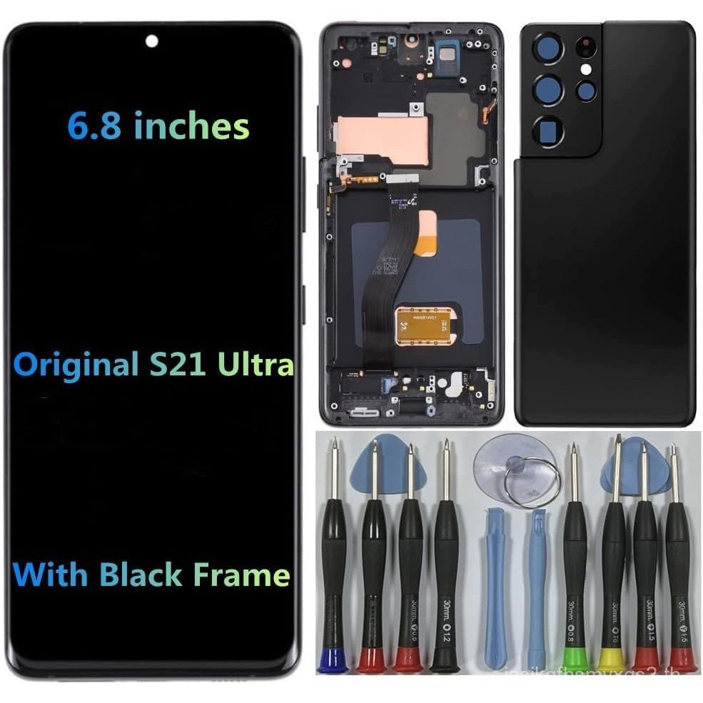 6.8 "AMOLED Original สําหรับ Samsung Galaxy S21 Ultra จอแสดงผล Touch Screen Digitizer Assembly S21ul