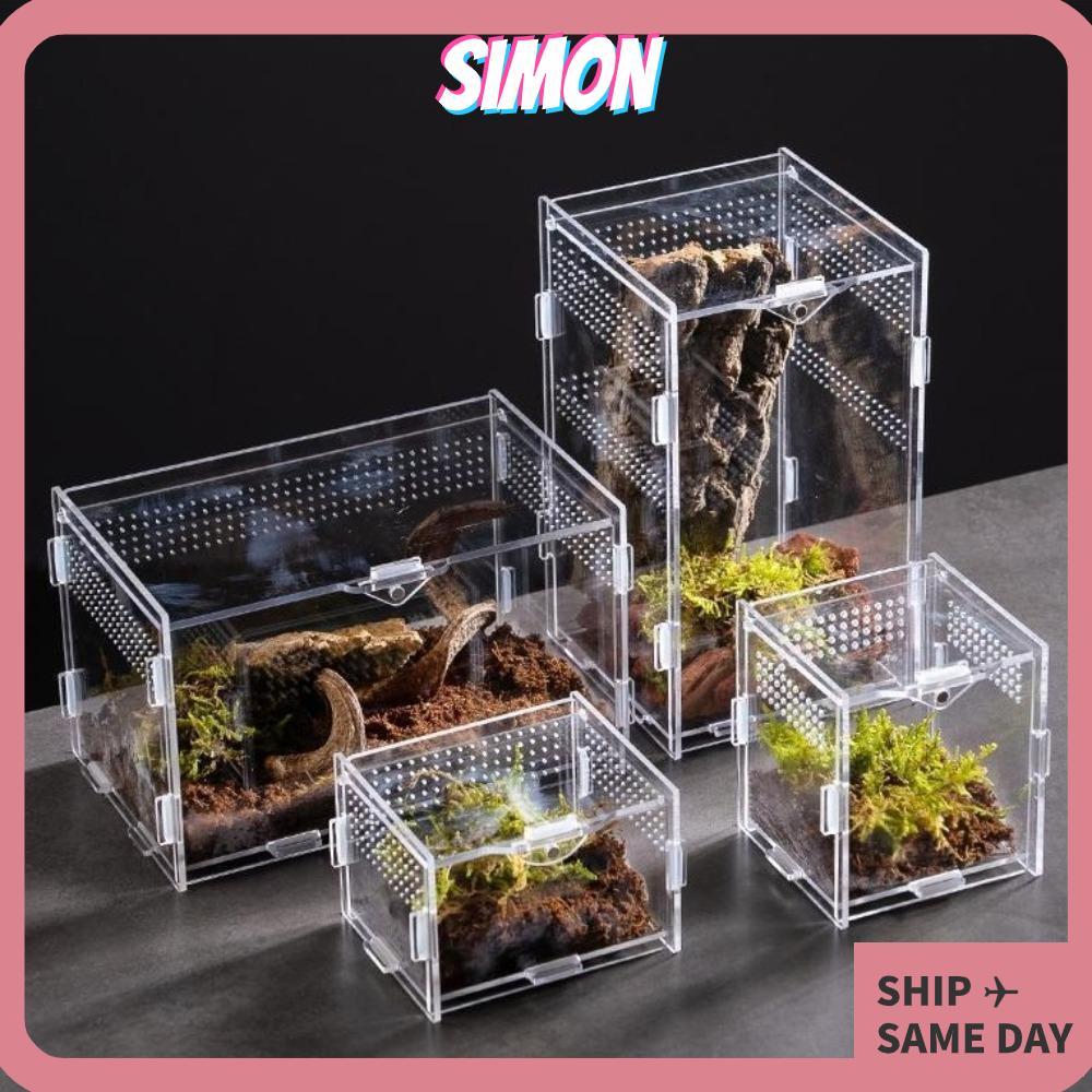 SIMON สัตว์เลื้อยคลาน Habitat, กล่องเพาะพันธุ์จิ้งจกอะคริลิค, Arboreal หลายขนาด Anti-Escape Spider Feeding สําหรับแมงป่อง