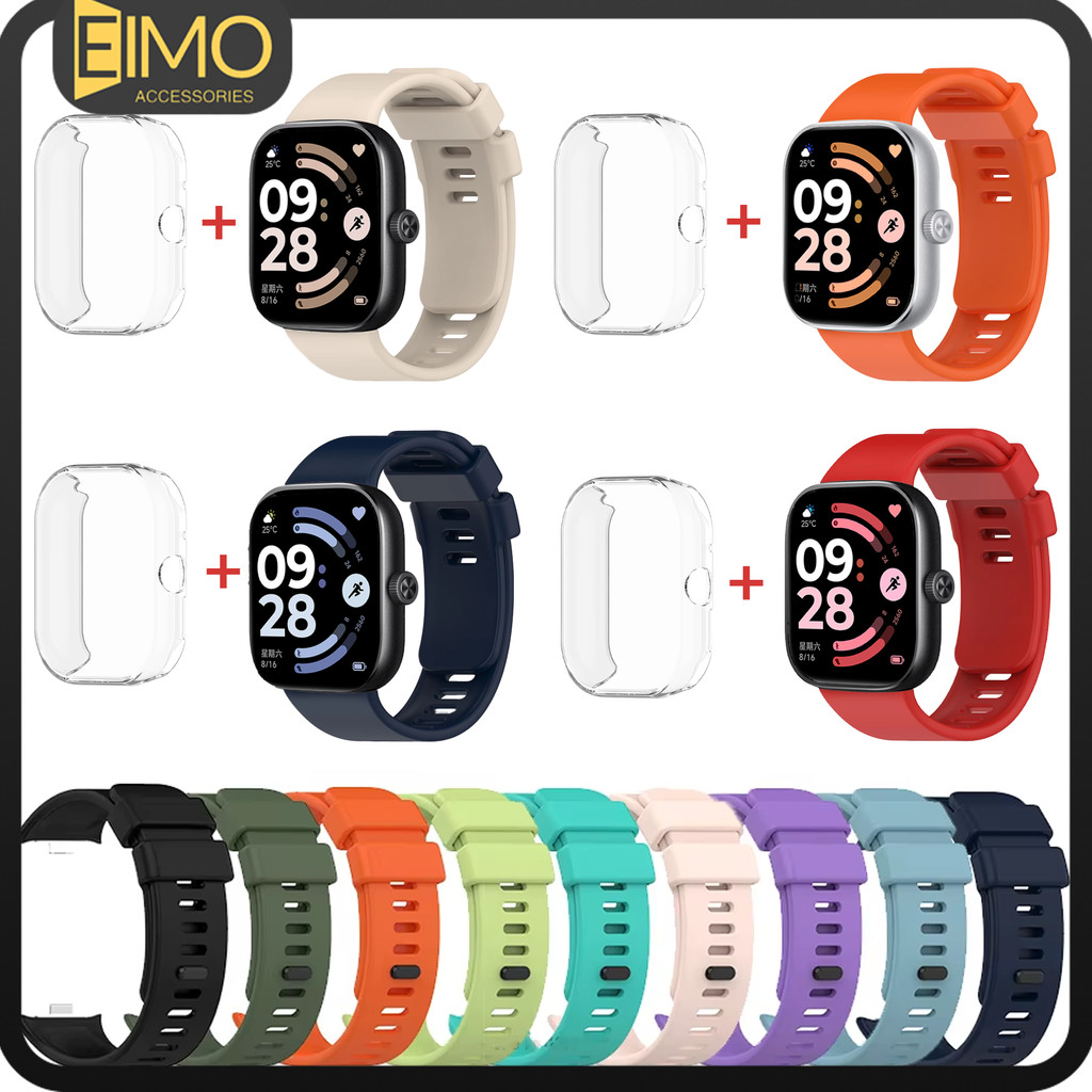 【เคส+สาย】สายซิลิโคน กรณี TPU for Redmi Watch 6 5 4 สายรัดข้อมือยางกีฬา นุ่มป้องกัน Gores ปกป้อง for Xiaomi Redmi Watch 6