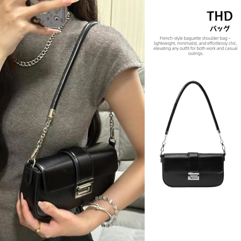 【THD】กระเป๋าถือผู้หญิงสไตล์มินิมอล ใช้ได้ทั้งแบบหนีบใต้รักแร้/สะพายข้าง ดีไซน์เรียบหรู คุณภาพพรีเมียม และแมทช์ชุดได้ง่าย