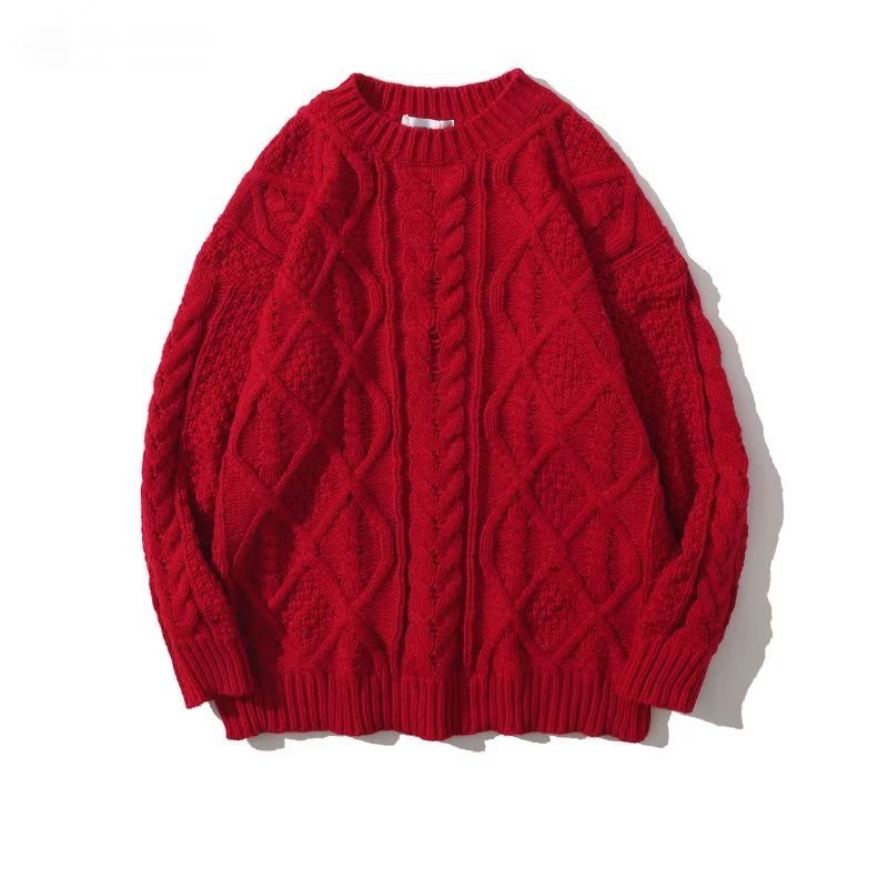 christmas sweater christmas dress แจ็คเก็ตเสื้อถักสีแดงไซส์ใหญ่สำหรับผู้ชาย เหมาะสำหรับเทศกาลคริสต์ม