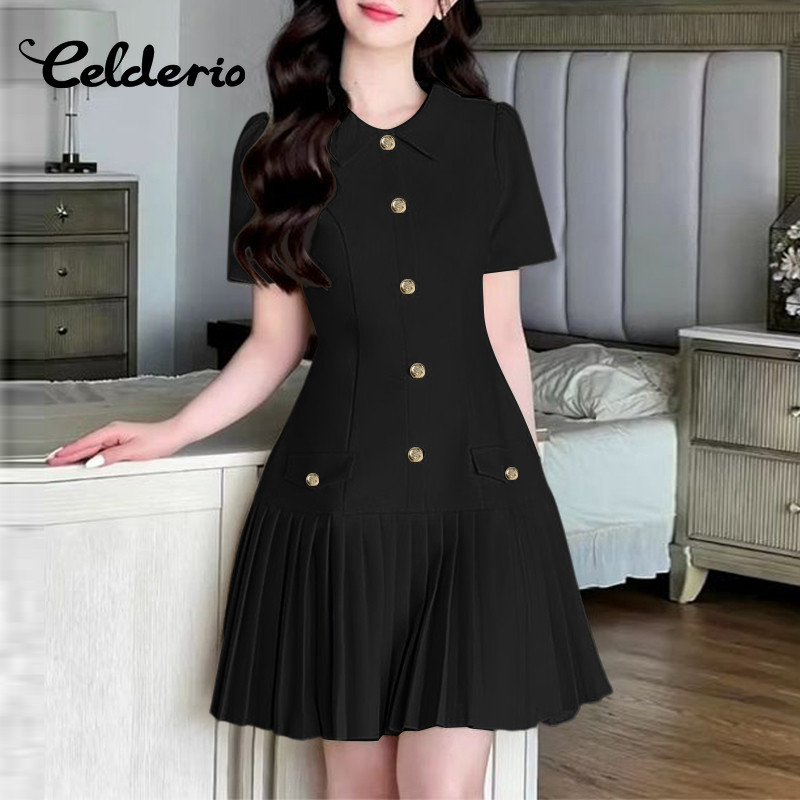 Celderio มินิเดรสสำหรับผู้หญิง สไตล์เกาหลี ดีไซน์แขนพิเศษ